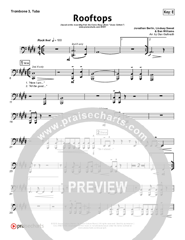 Rooftops Trombone 3/Tuba (Jesus Culture)