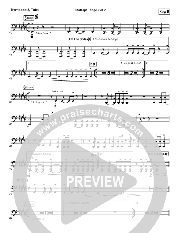 Rooftops Trombone 3/Tuba (Jesus Culture)