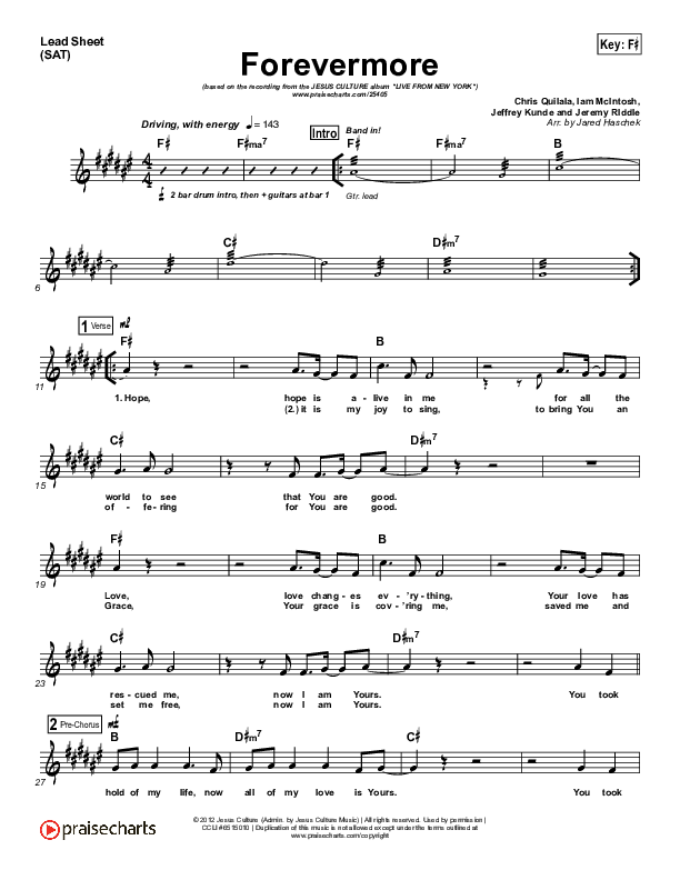 Forevermore Lead Sheet (Jesus Culture)