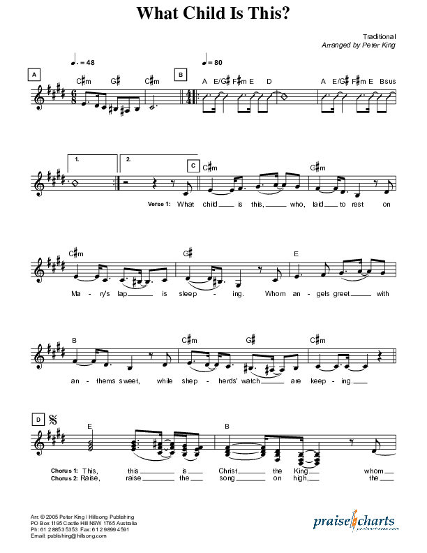 What Child Is This Lead Sheet (Hillsong Worship)