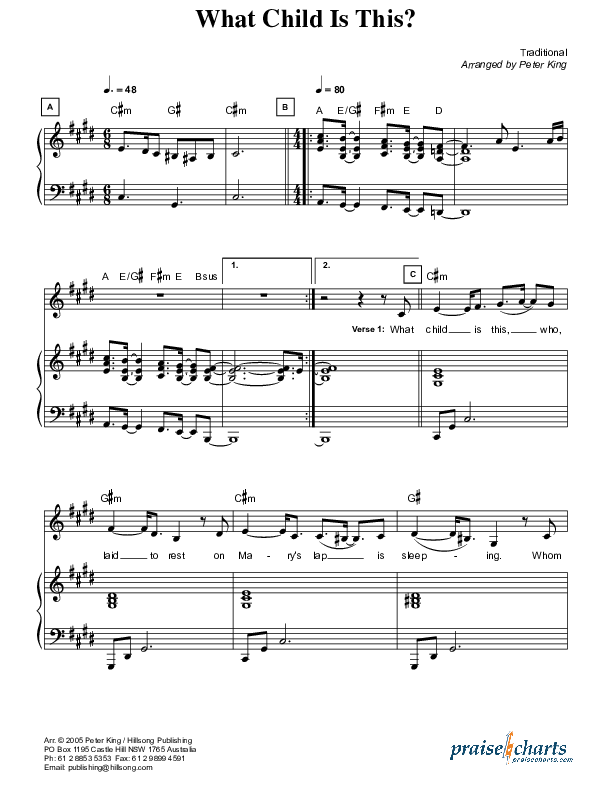 What Child Is This Piano/Vocal (Hillsong Worship)
