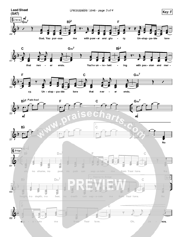 Unstoppable Love Lead Sheet (Jesus Culture)