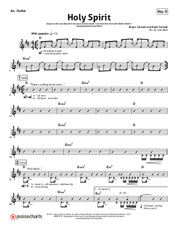 Holy Spirit  Acoustic Guitar (Jesus Culture / Martin Smith)