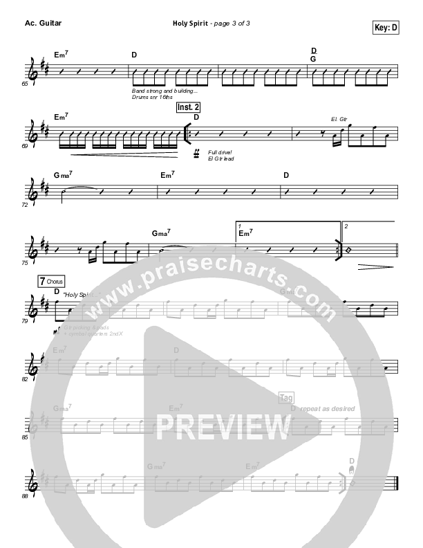 Holy Spirit Acoustic Guitar (Jesus Culture / Martin Smith)