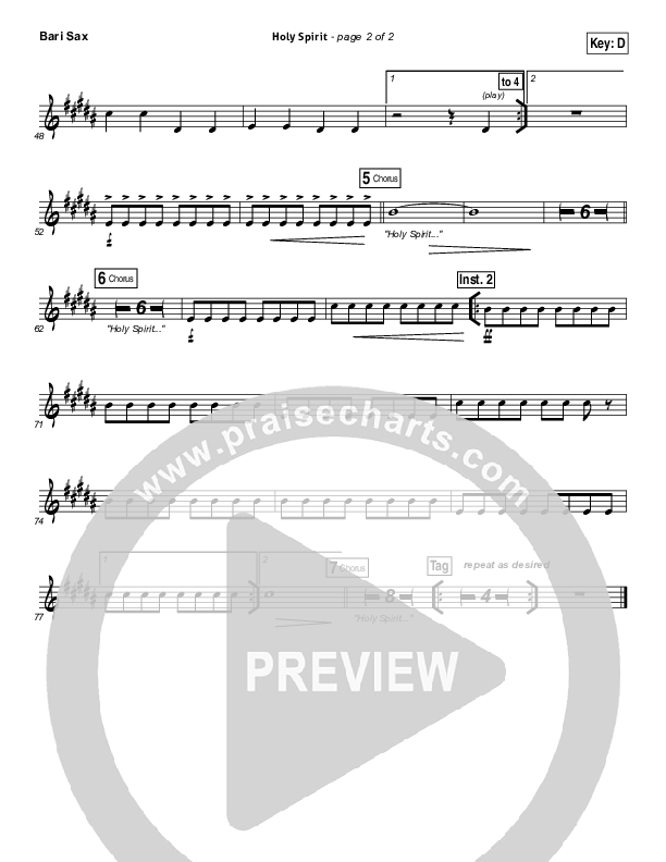 Holy Spirit Bari Sax (Jesus Culture / Martin Smith)