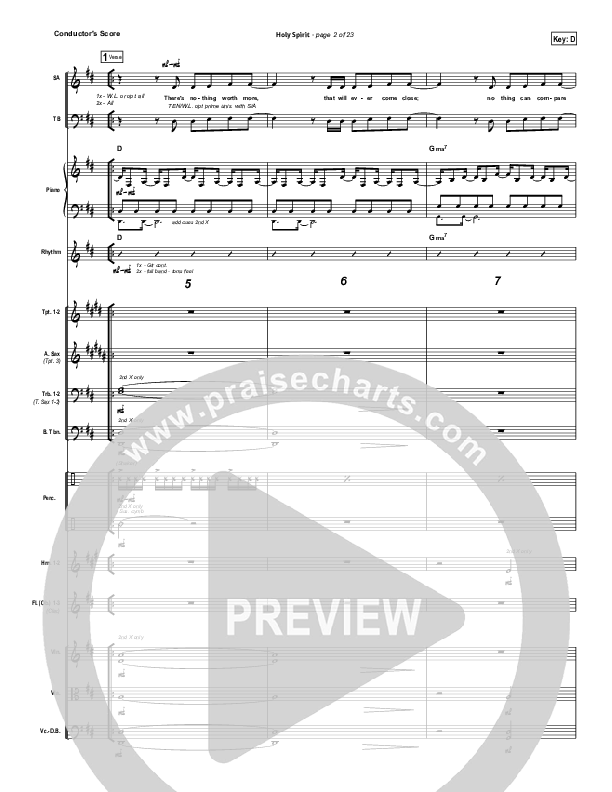 Holy Spirit  Conductor's Score (Jesus Culture / Martin Smith)