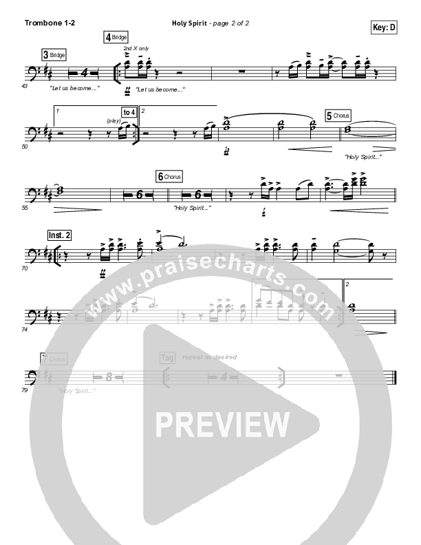 Holy Spirit  Trombone 1/2 (Jesus Culture / Martin Smith)