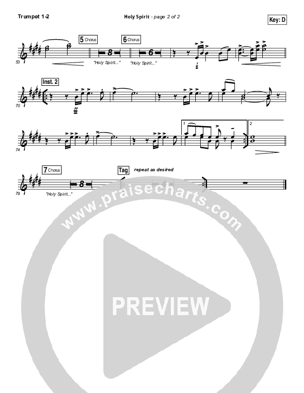 Holy Spirit  Trumpet 1,2 (Jesus Culture / Martin Smith)