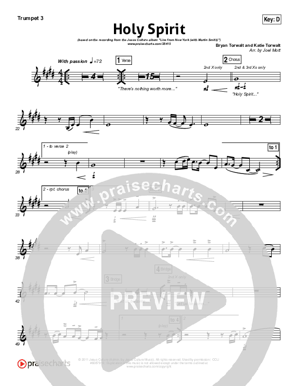 Holy Spirit  Trumpet 3 (Jesus Culture / Martin Smith)