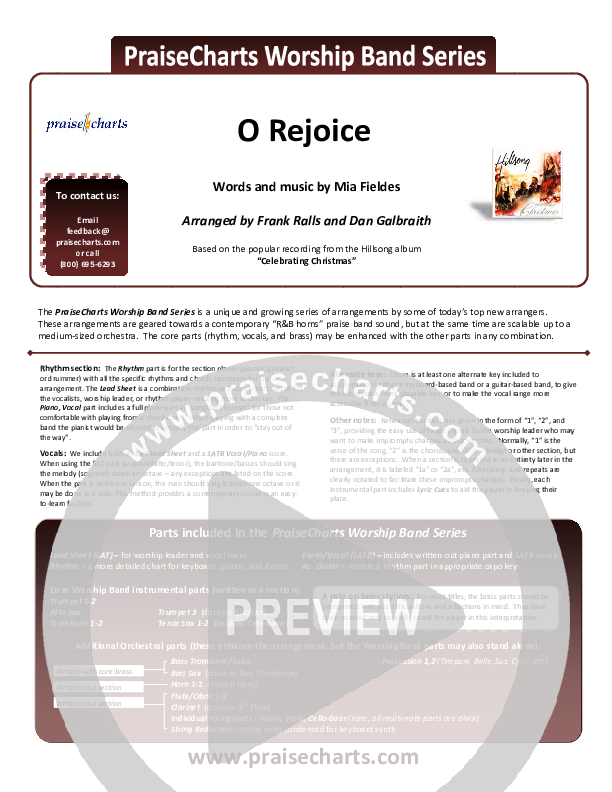 O Rejoice Cover Sheet (Hillsong Worship)