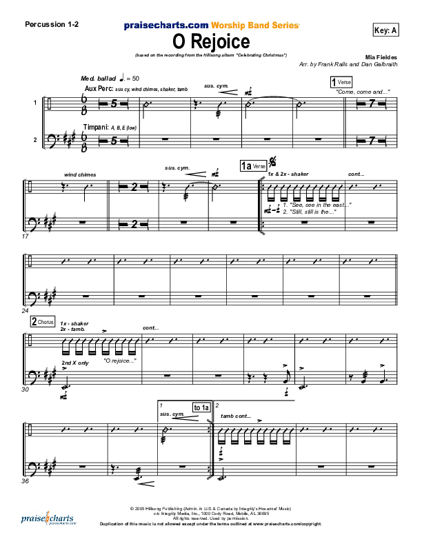 O Rejoice Percussion 1/2 (Hillsong Worship)