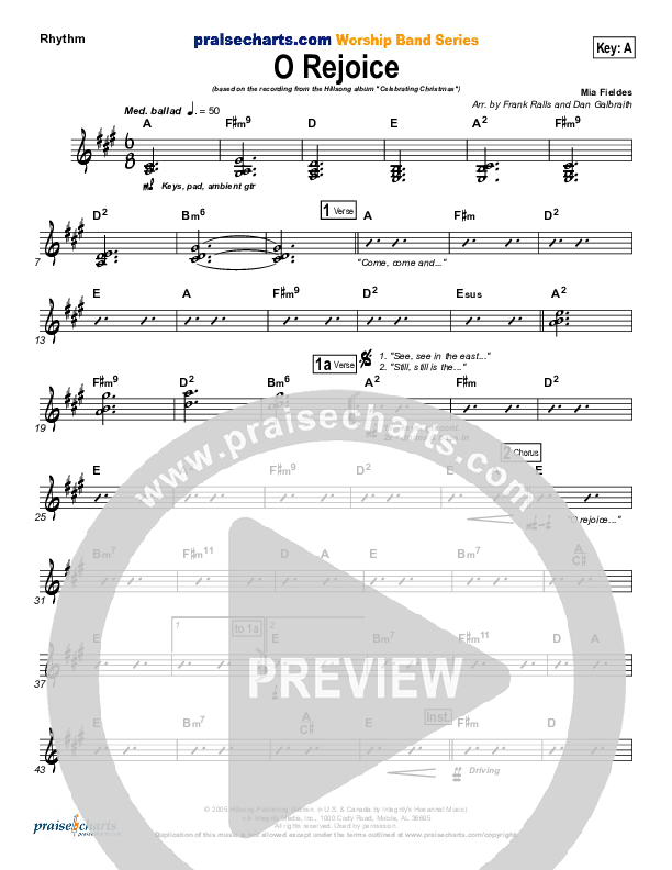 O Rejoice Rhythm Chart (Hillsong Worship)