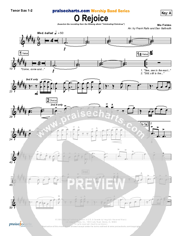 O Rejoice Tenor Sax 1/2 (Hillsong Worship)