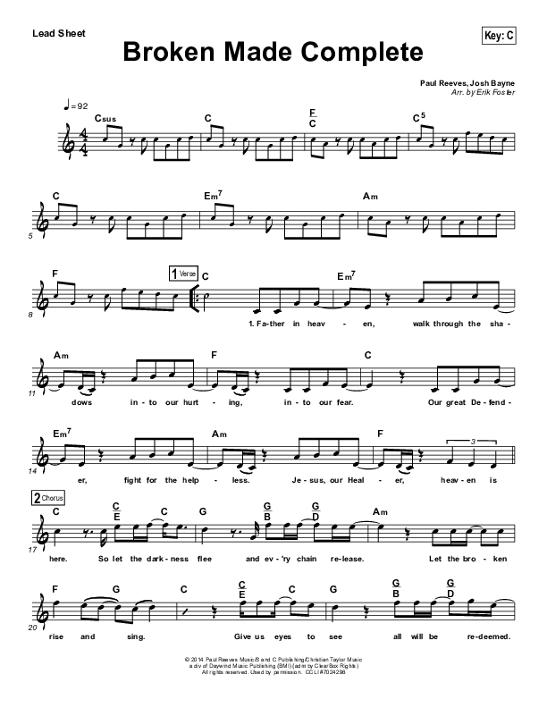 Broken Made Complete Lead Sheet (The Classic City Collective)