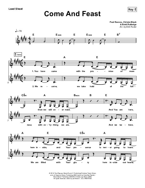 Come And Feast Lead Sheet (The Classic City Collective)