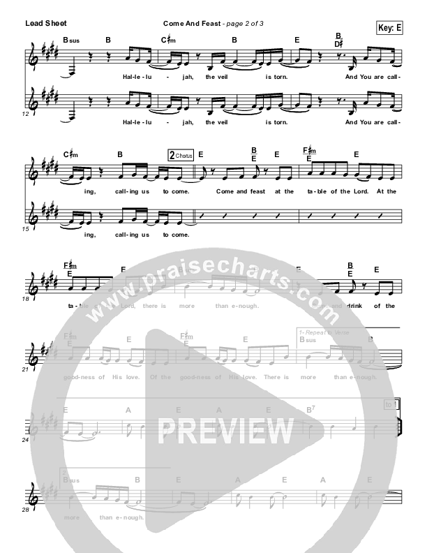 Come And Feast Lead Sheet (The Classic City Collective)