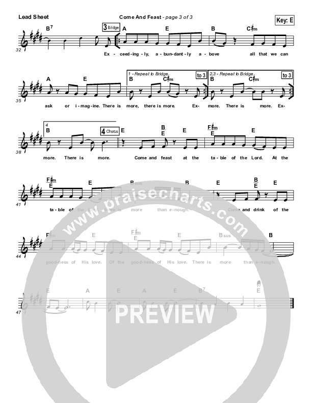 Come And Feast Lead Sheet (The Classic City Collective)