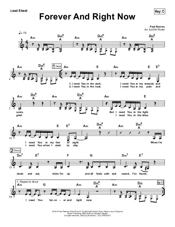 Forever And Right Now Lead Sheet (The Classic City Collective)