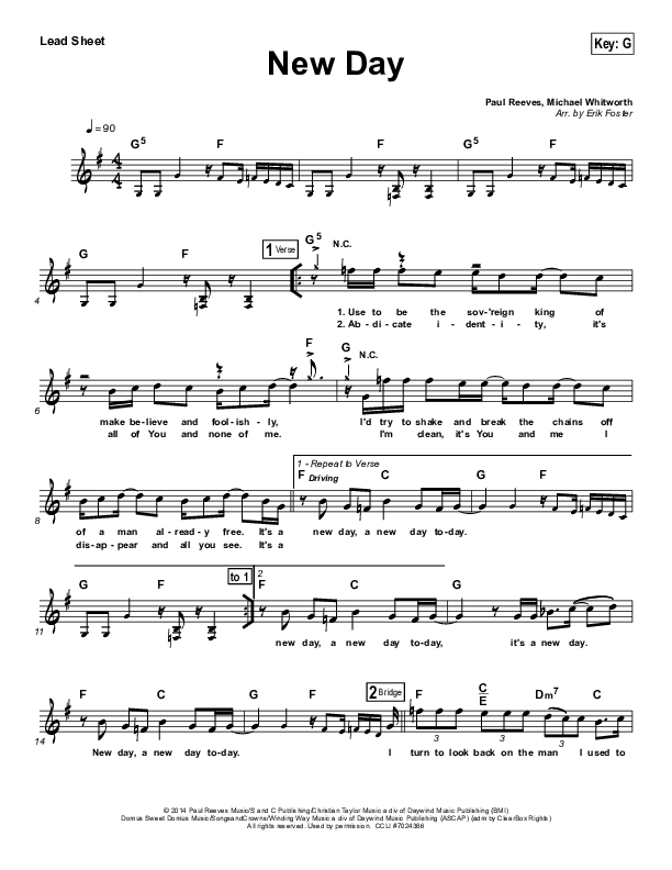 New Day Lead Sheet (The Classic City Collective)