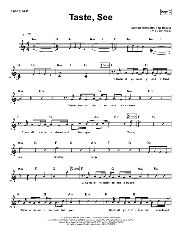 Taste See Lead Sheet (The Classic City Collective)