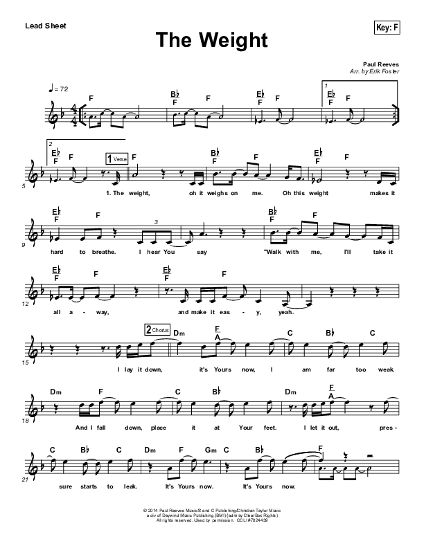 The Weight Lead Sheet (The Classic City Collective)