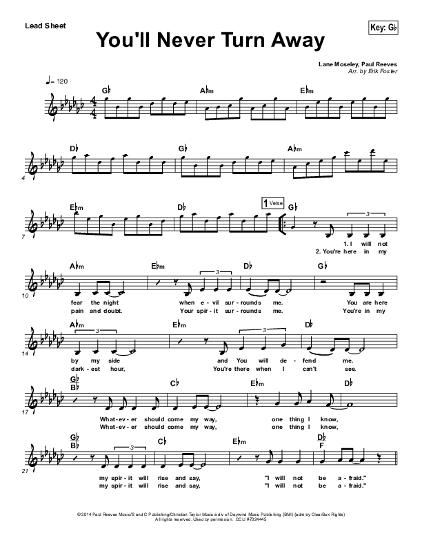You'll Never Turn Away Lead Sheet (The Classic City Collective)
