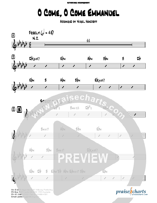 O Come O Come Emmanuel (Instrumental) Chords & Lyrics (Hillsong Worship)