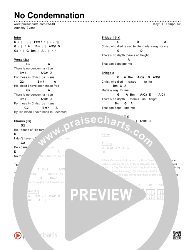 No Condemnation Chords & Lyrics (Anthony Evans)