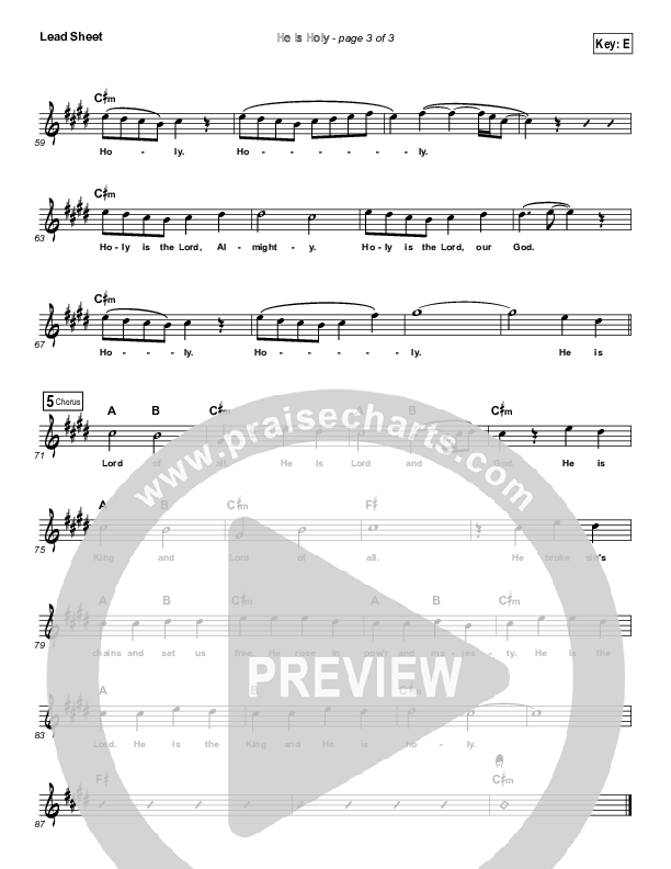 He Is Holy Lead Sheet (Dennis Jernigan)