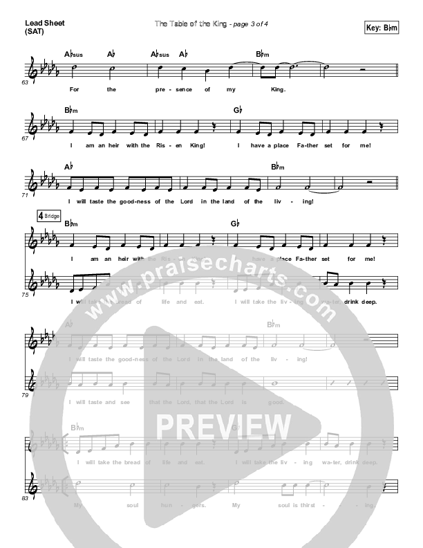 The Table Of The King Lead Sheet (Dennis Jernigan)