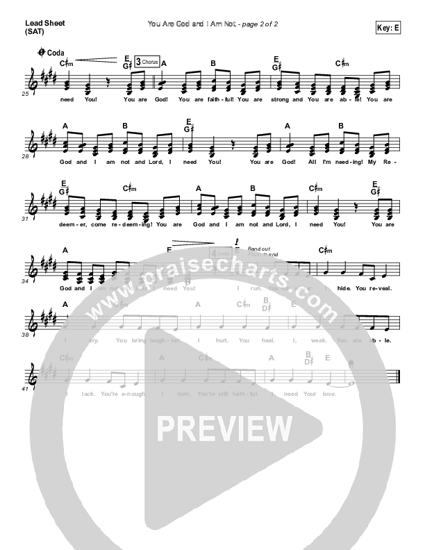 You Are God And I Am Not Lead Sheet (SAT) (Dennis Jernigan)