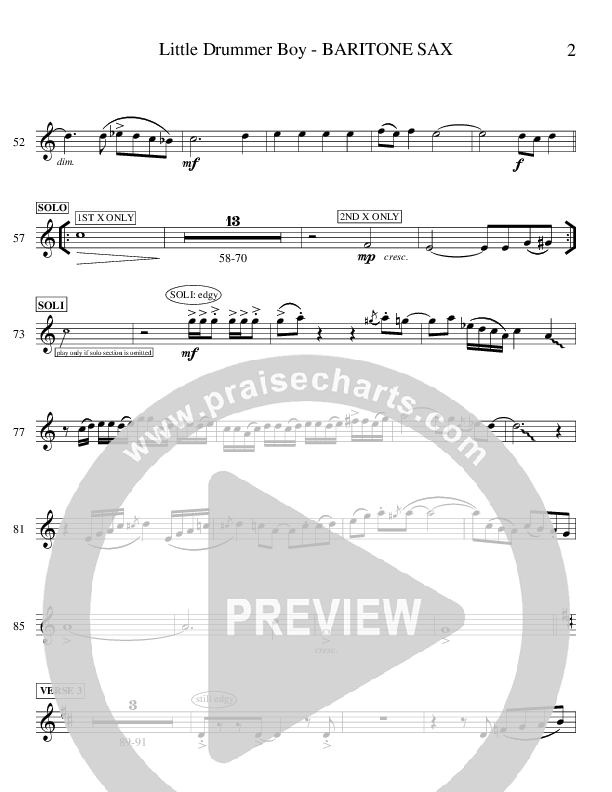 Little Drummer Boy (Instrumental) Bari Sax (Ric Flauding)