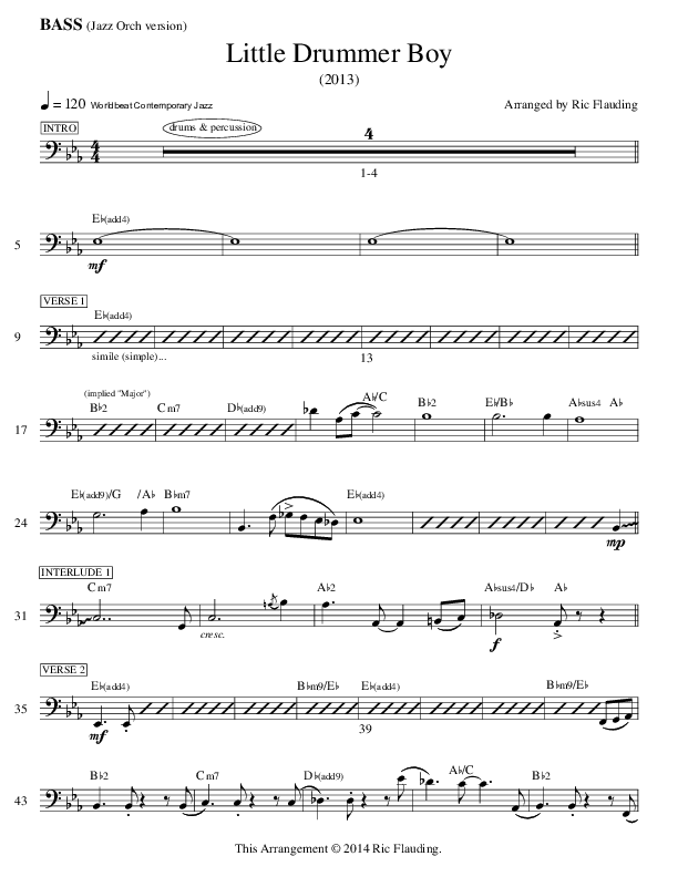 Little Drummer Boy (Instrumental) Double Bass (Ric Flauding)