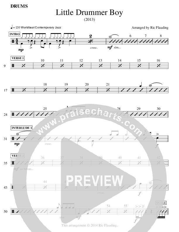 Little Drummer Boy (Instrumental) Drum Set (Ric Flauding)