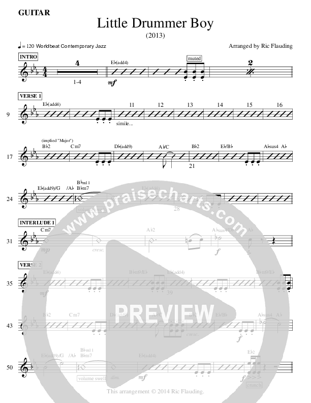 Little Drummer Boy (Instrumental) Guitar (Ric Flauding)