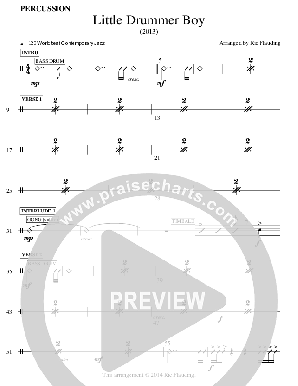 Little Drummer Boy (Instrumental) Percussion (Ric Flauding)