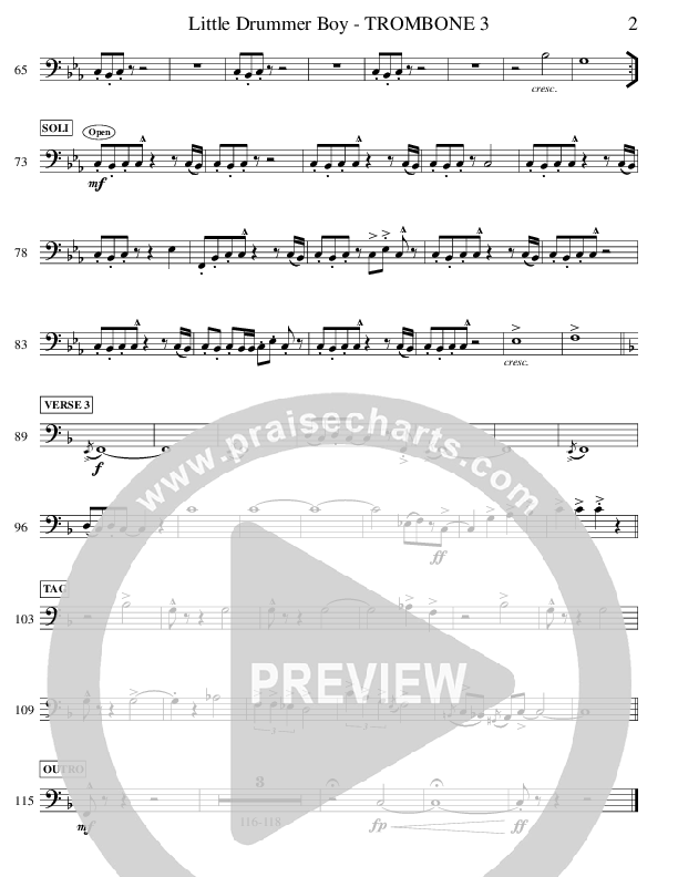 Little Drummer Boy (Instrumental) Trombone 3 (Ric Flauding)