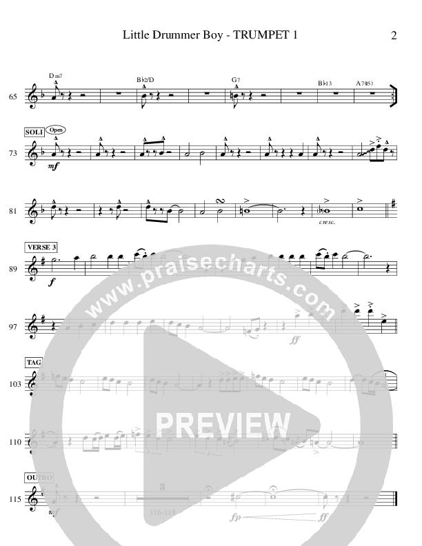 Little Drummer Boy (Instrumental) Trumpet 1 (Ric Flauding)