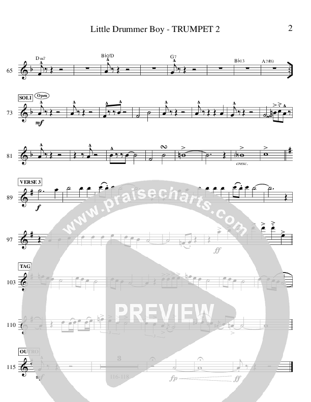 Little Drummer Boy (Instrumental) Trumpet 2 (Ric Flauding)