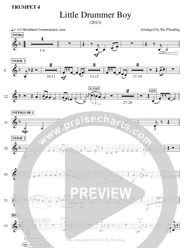 Little Drummer Boy (Instrumental) Trumpet (Ric Flauding)