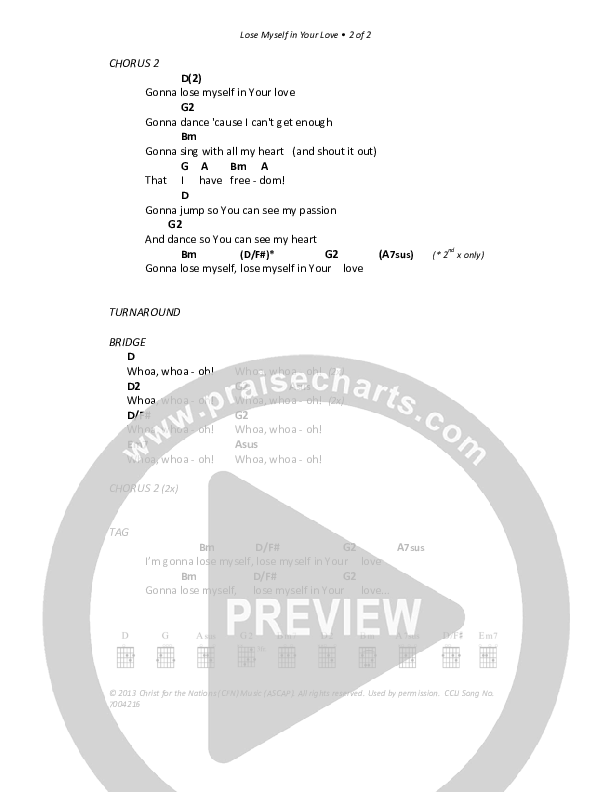 Lose Myself In Your Love Chords & Lyrics (Christ For The Nations)