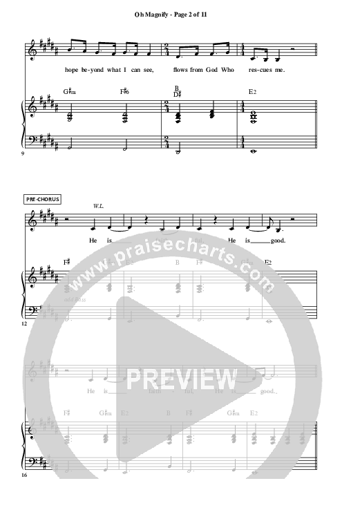 Oh Magnify Piano/Vocal (Christ For The Nations)