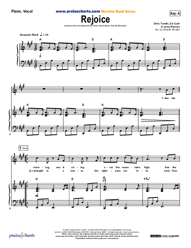 Rejoice Piano/Vocal & Lead (Chris Tomlin)