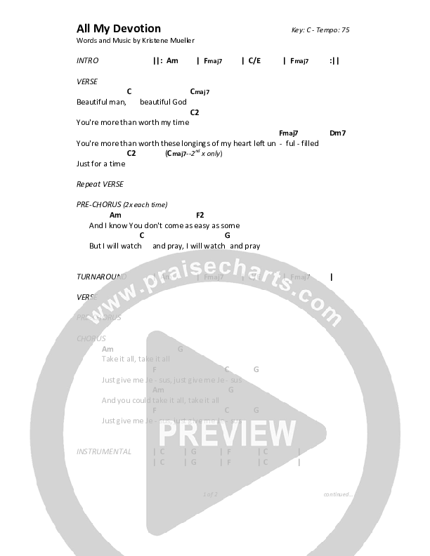 All My Devotion Chords & Lyrics (Christ For The Nations)