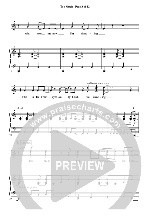 Too Much Piano/Vocal (Christ For The Nations)