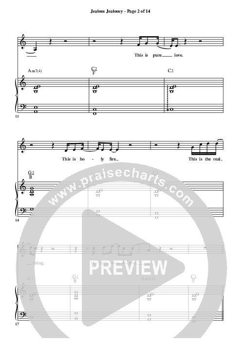 Jealous Jealousy (No Ordinary Love) Piano/Vocal (Christ For The Nations)