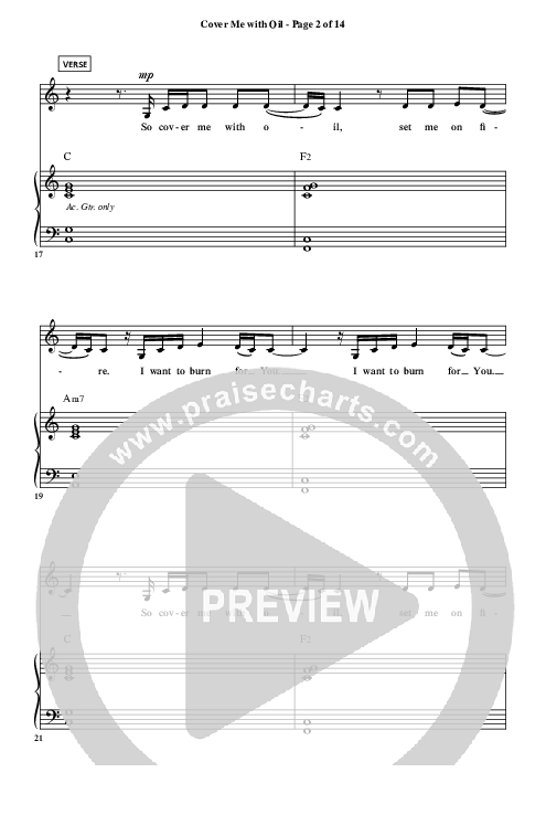 Cover Me With Oil Piano/Vocal (Christ For The Nations)