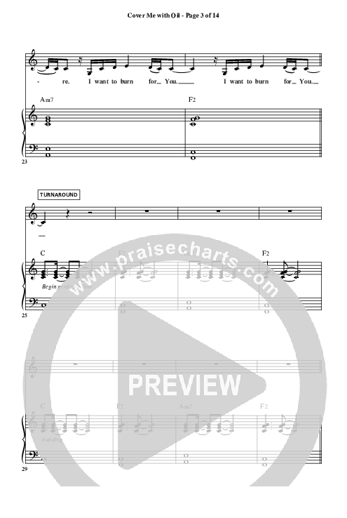 Cover Me With Oil Piano/Vocal (Christ For The Nations)