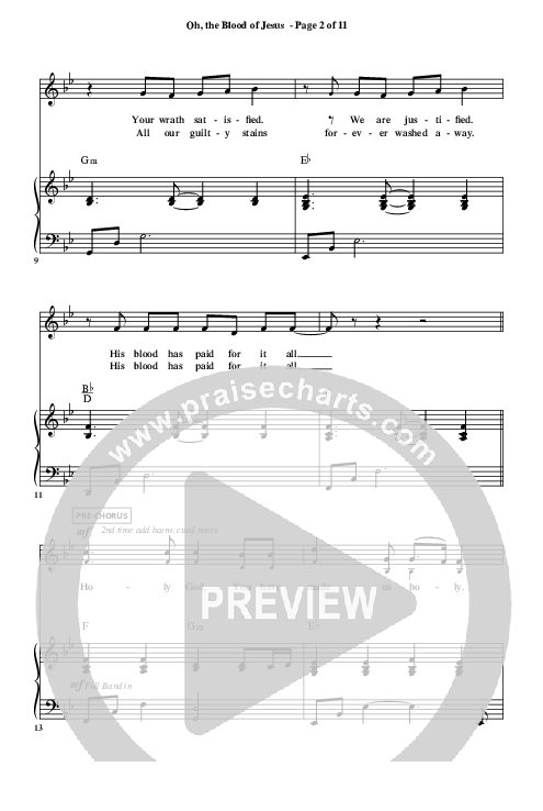 Oh The Blood Of Jesus (White As Snow) Lead Sheet (SAT) (Christ For The Nations)