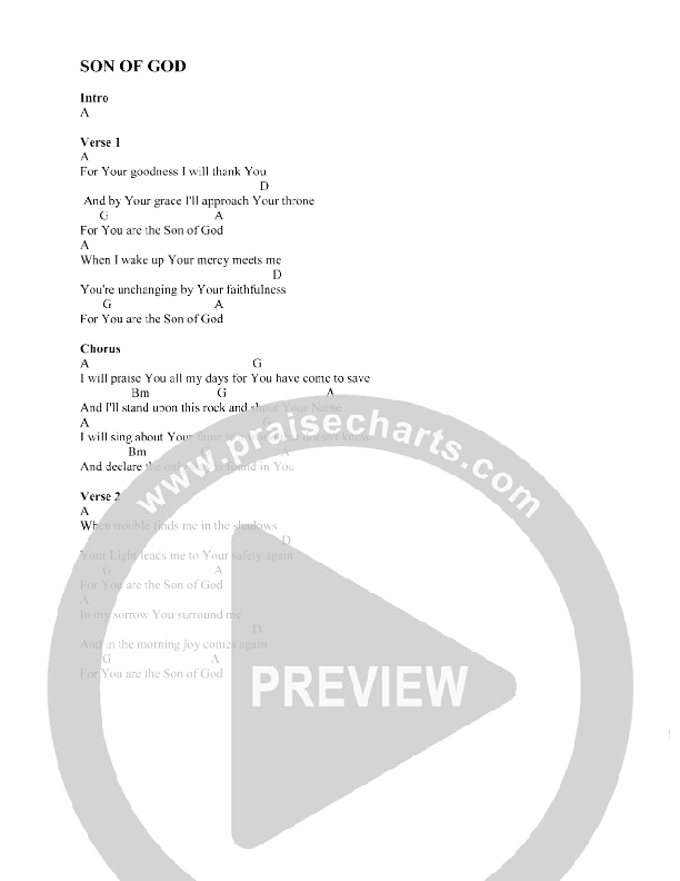 Son Of God Chords & Lyrics (Christ For The Nations)